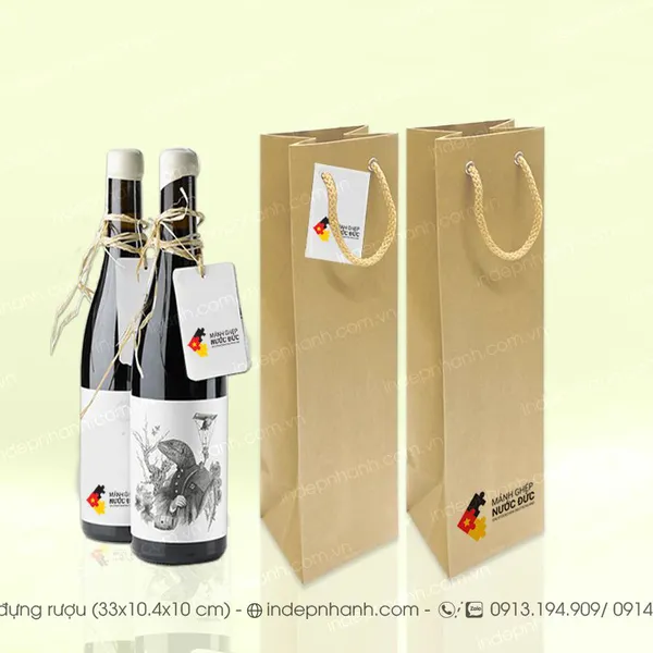 TÚI GIẤY KRAFT ĐỰNG RƯỢU GIÁ RẺ