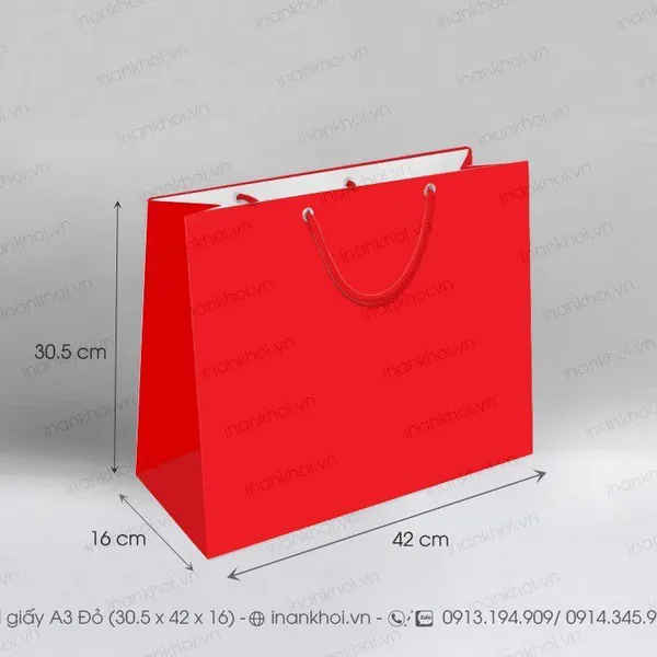 A63 -TÚI GIẤY A3 ĐỎ TẾT (30.5x42 x16)