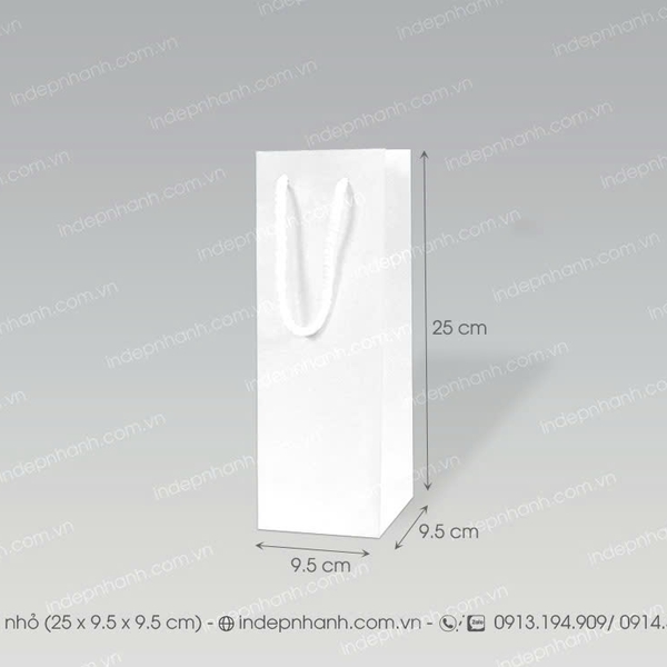RN11 - TÚI GIẤY RƯỢU NHỎ TRẮNG (25x9.5x9.5)