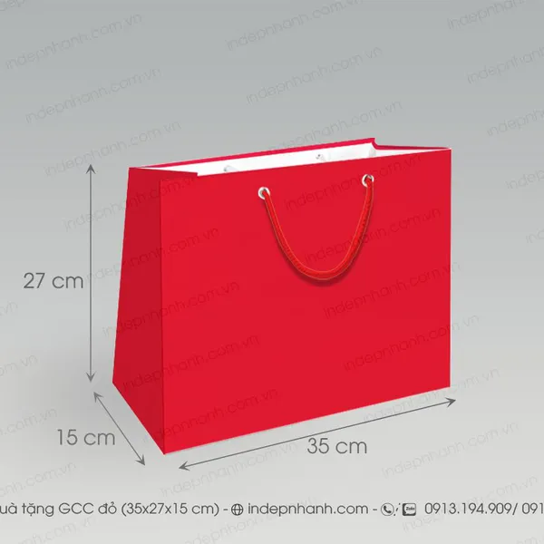 TÚI GIẤY QUÀ TẶNG GCC ĐỎ (27x35x15)