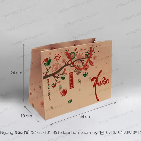 N51 - TÚI GIẤY NGANG NÂU TẾT