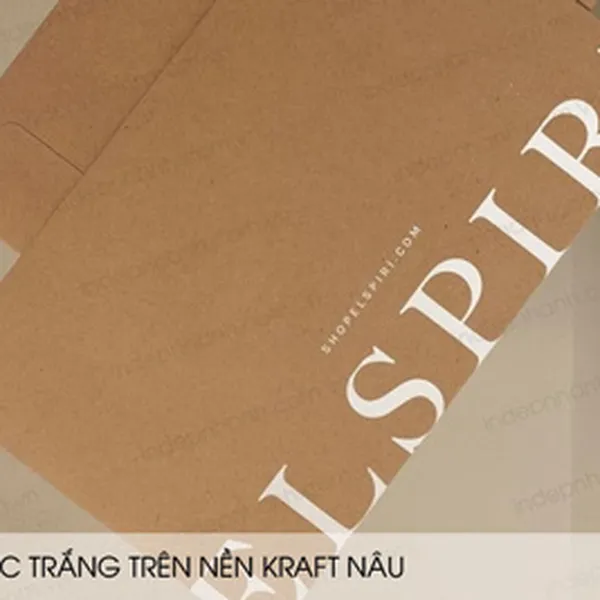 IN MÀU TRẮNG NỀN GIẤY KRAFT NÂU
