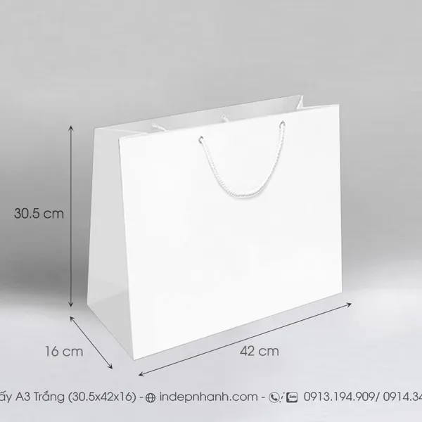 A13 -TÚI GIẤY A3 TRẮNG (30.5x42 x16)