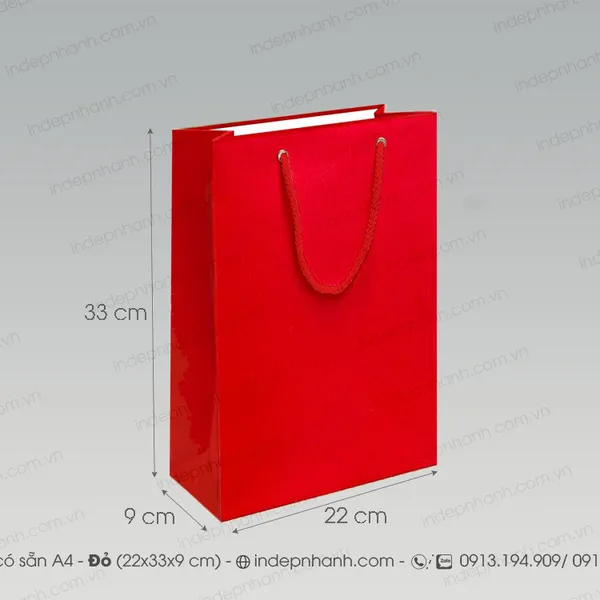A24 -  TÚI GIẤY A4 ĐỎ (33x22x9)
