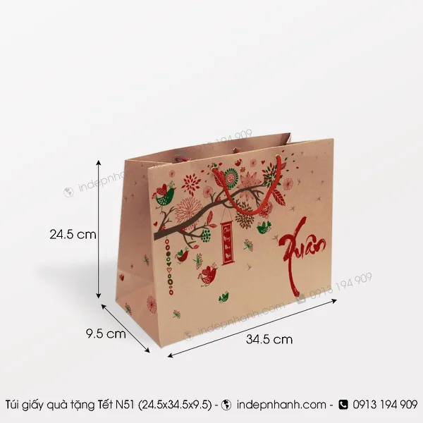 N51 - TÚI GIẤY NGANG NÂU TẾT