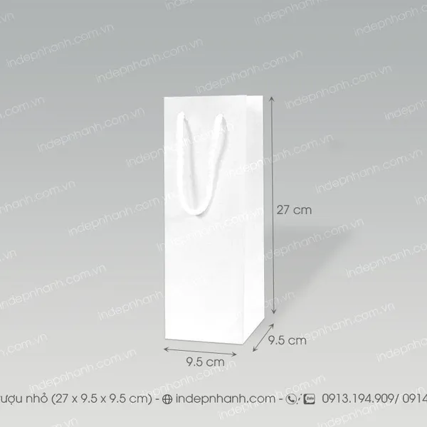 RN11 - TÚI GIẤY RƯỢU NHỎ TRẮNG (27x9.5x9.5)