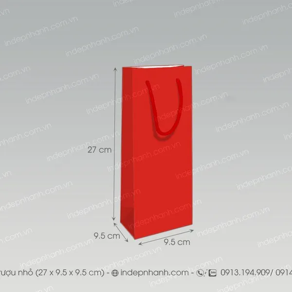 RN21 - TÚI GIẤY RƯỢU NHỎ ĐỎ (27x9.5x9.5)