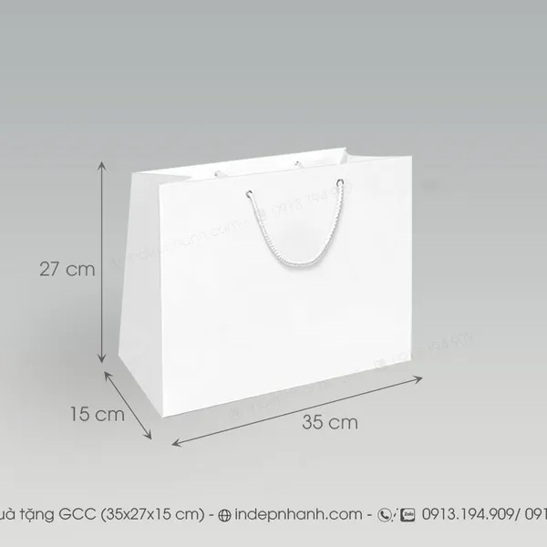 TÚI GIẤY QUÀ TẶNG CC TRẮNG (27x35x15)