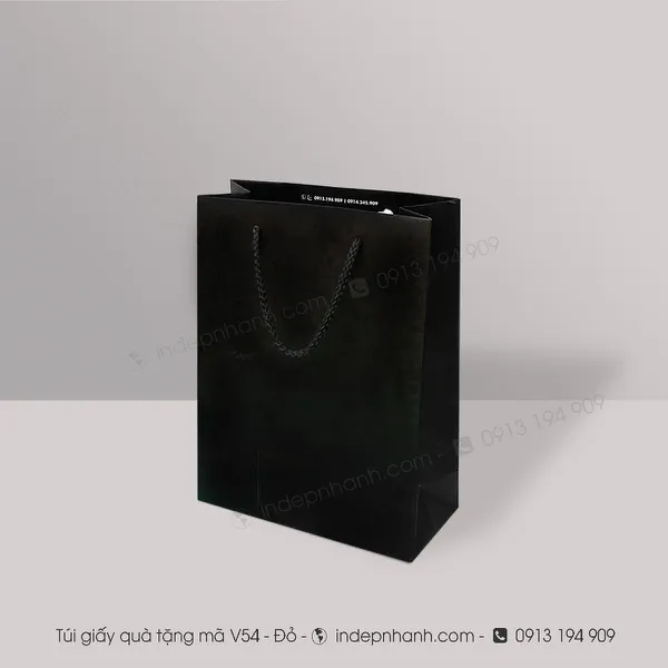 V54: TÚI GIẤY ĐEN VỪA (24x18x8)