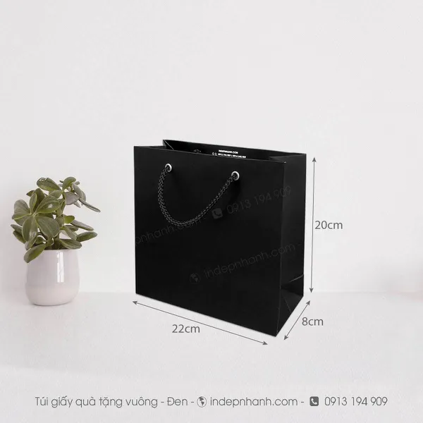VL31: TÚI GIẤY VUÔNG ĐEN (22x20x8)