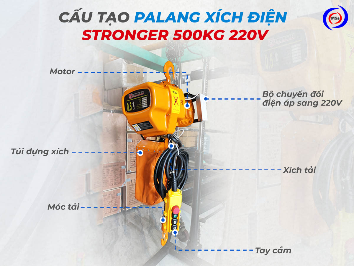 cấu tạo palang xích điện 500kg 220V Stronger cấu tạo palang xích điện 500kg 220V Stronger