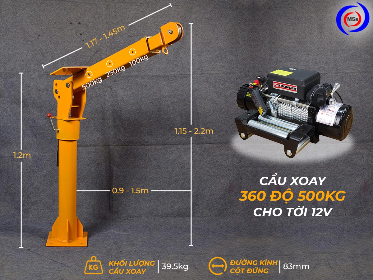 Khối lượng của cẩu xoay 360 độ 500kg tời 12v Khối lượng của cẩu xoay 360 độ 500kg tời 12v