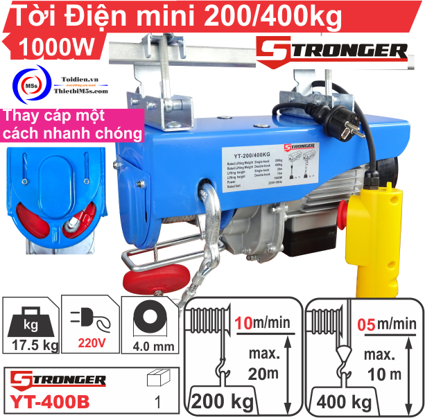 Máy tời điện mini 400kg Stronger Máy tời nhanh 400kg Stronger - lựa chọn tuyệt vời thay thế máy tời điện Nhật Bãi