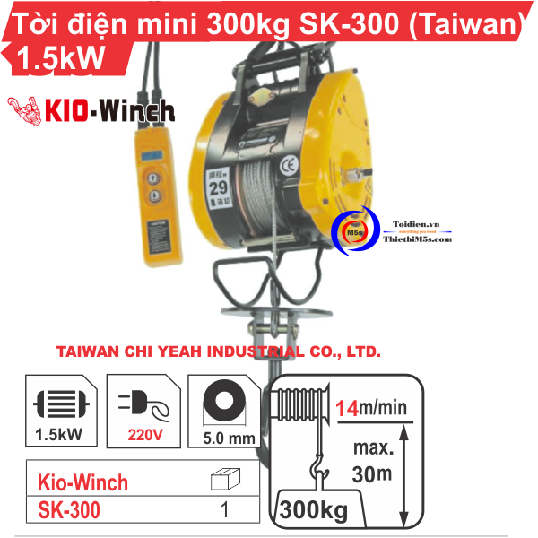 Máy tời điện mini 300kg KIO Winch Máy tời điện mini 300kg KIO Winch