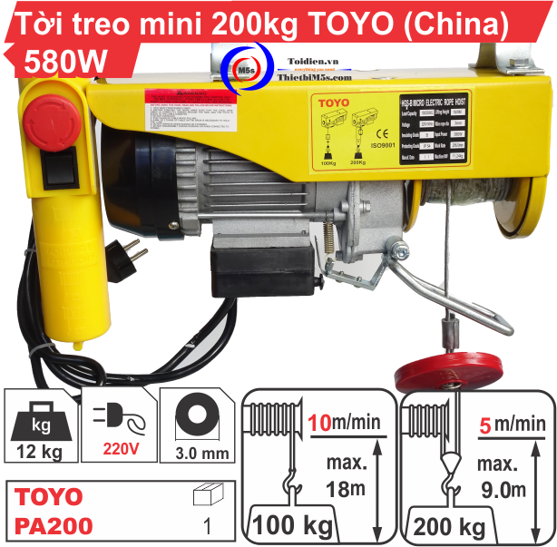 Máy tời treo mini gia đình TOYO