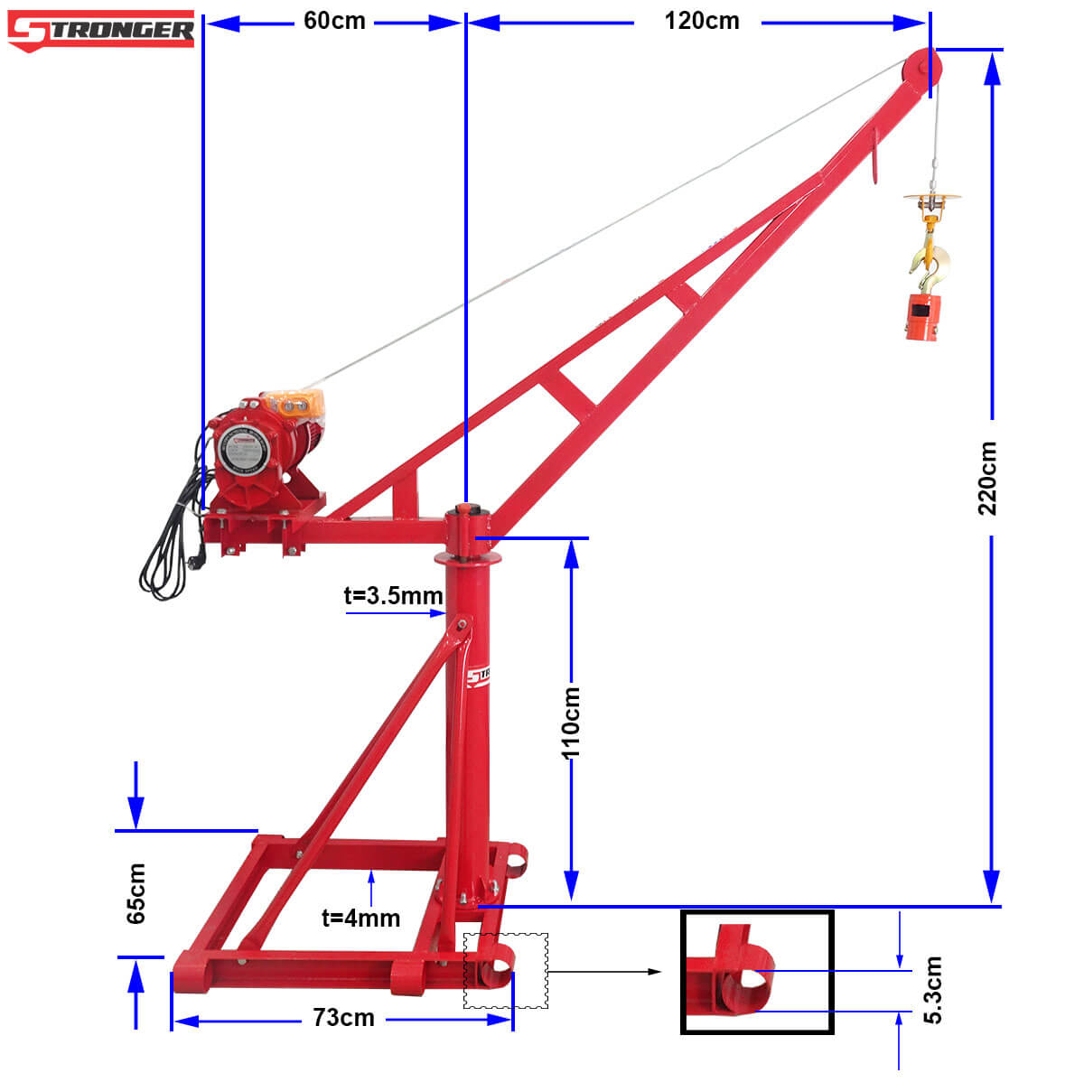 Cẩu xoay mini 500kg 360 độ Stronger Cẩu xoay mini 500kg 360 độ Stronger