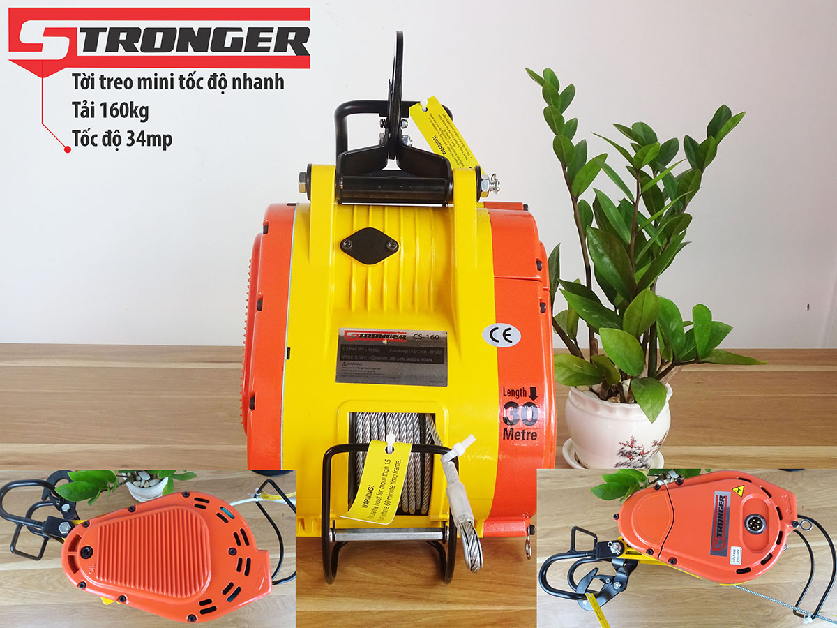 Máy tời điện tốc độ cao 34m/phút Stronger 160kg Máy tời điện tốc độ cao 34m/phút Stronger 160kg
