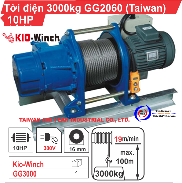 Máy tời kéo mặt đất 3 tấn KIO Winch Máy tời kéo mặt đất 3 tấn KIO Winch