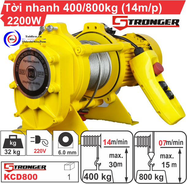 Thiết kế thang tải hàng bằng tời nhanh Stronger Sử dụng máy tời điện 400/800kg Stronger xây dựng thang tải hàng
