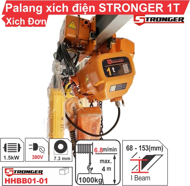 Pa lăng xích điện 1 tấn Stronger (loại dịch chuyển) Pa lăng xích điện 1 tấn Stronger (loại dịch chuyển)