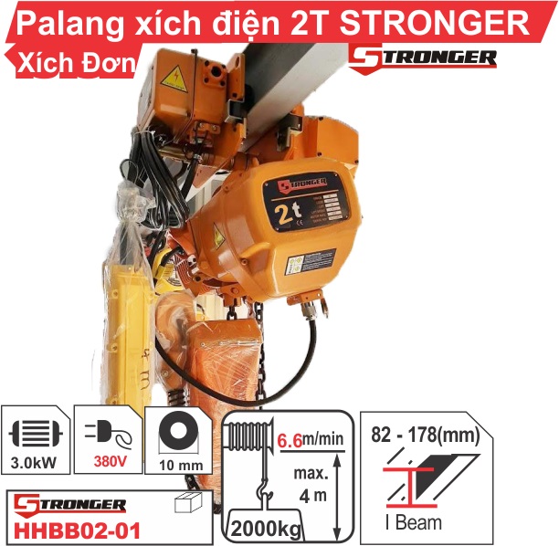 Pa lăng xích điện 2 tấn 4m Stronger