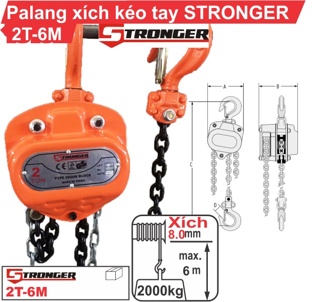 Pa lăng xích kéo tay 2 tấn Stronger Pa lăng xích kéo tay 2 tấn Stronger