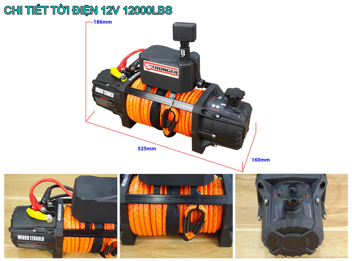 Tời điện kéo xe 12V 12000Lbs STRONGER Tời điện kéo xe 12V 12000Lbs STRONGER