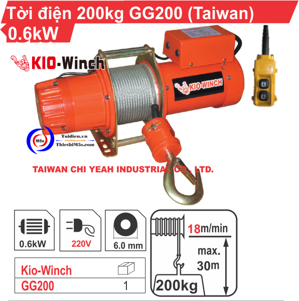 Tời điện mini 200kg KIO Winch Các dòng tời điện mini 200kg cao cấp