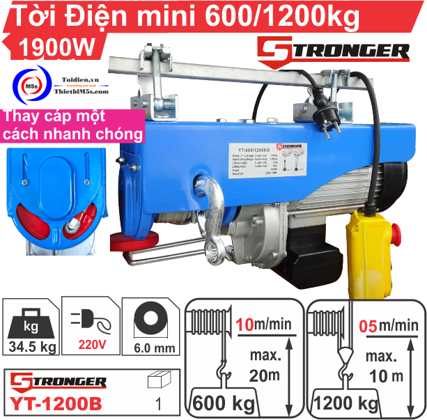 Máy tời điện mini 600-1200kg Stronger Top 3 máy tời điện mini bạn nên sở hữu ngay lập tức