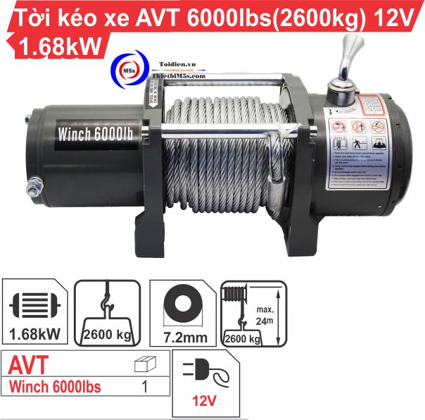 Tời kéo xe 12V-24V Tời kéo xe 12V-24V