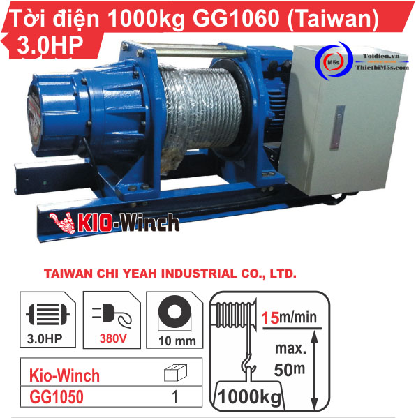 Máy tời kéo mặt đất 1 tấn KIO Winch Máy tời kéo mặt đất 1 tấn KIO Winch