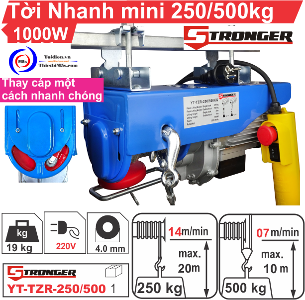 Tời nhanh mini 250-500kg Stronger Top 3 máy tời điện mini bạn nên sở hữu ngay lập tức