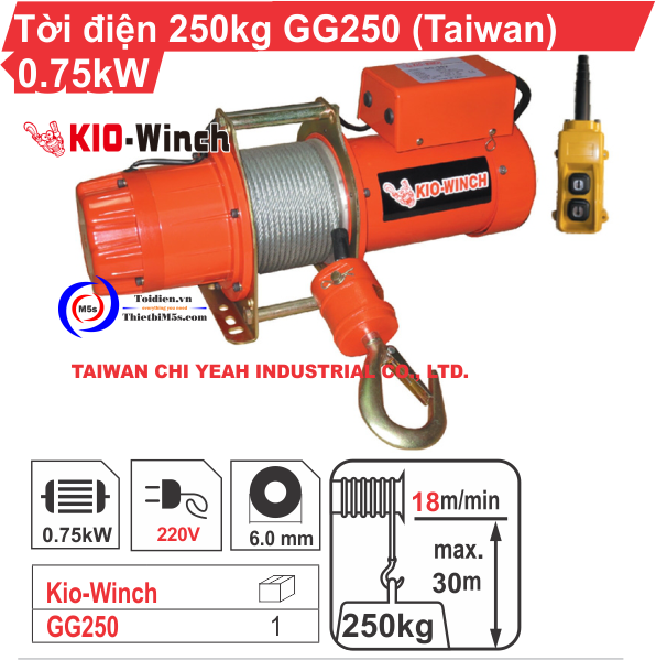 Máy tời điện 250kg KIO Winch TỜI ĐIỆN 250KG KIO WINCH GG-250