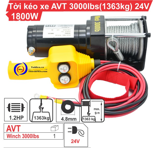 Tời kéo xe 24V 3000Lbs Tời kéo xe 24V 3000Lbs
