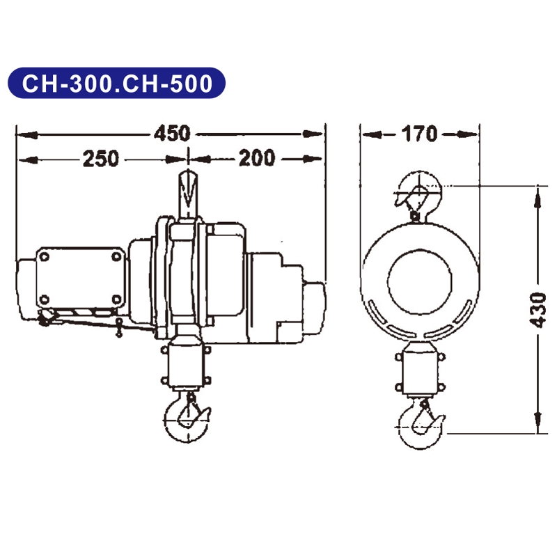 Palăng xích điện 300kg KIO Winch CH-300