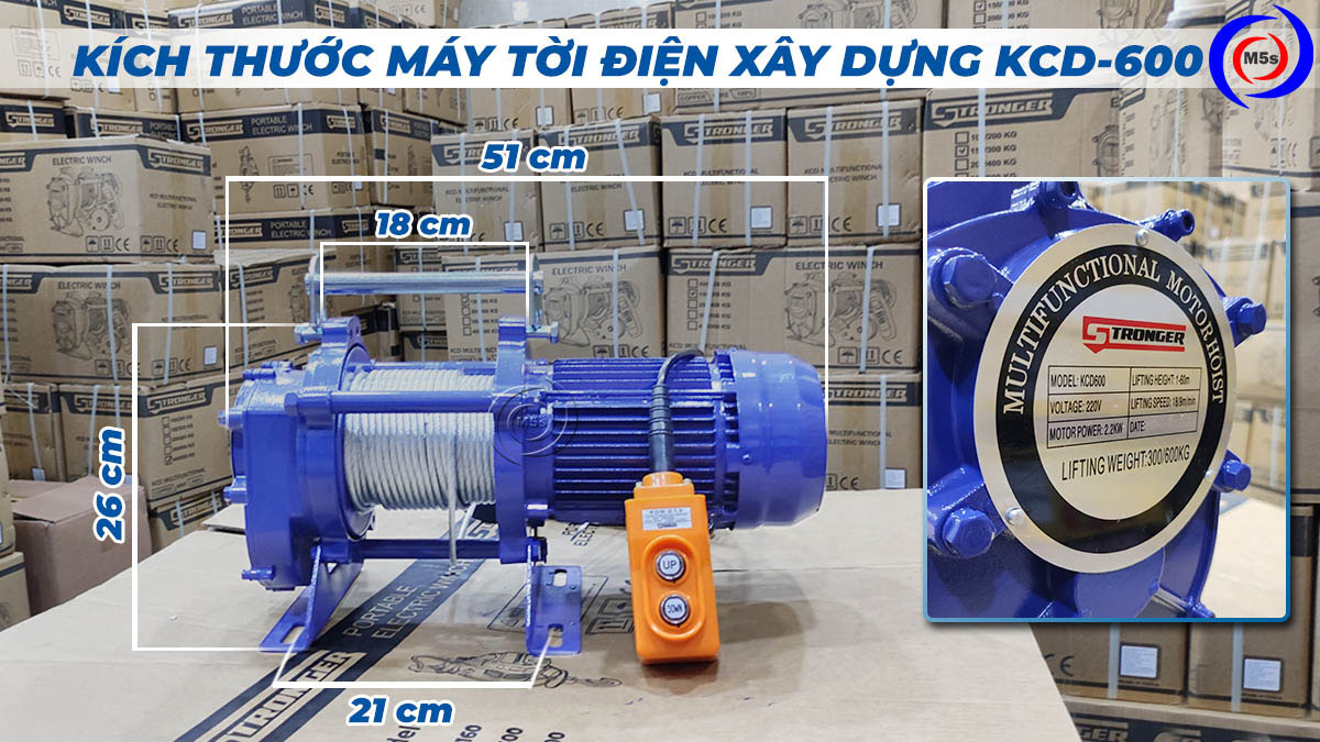 Kích thước tời điện đa năng KCD-600 Kích thước tời điện đa năng KCD-600