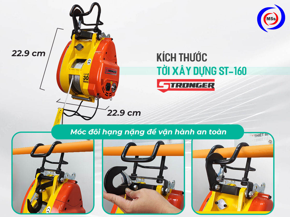 Tời xây dựng tốc độ nhanh 34mp 160kg Stronger ST-160 Tời xây dựng tốc độ nhanh 34mp 160kg Stronger ST-160