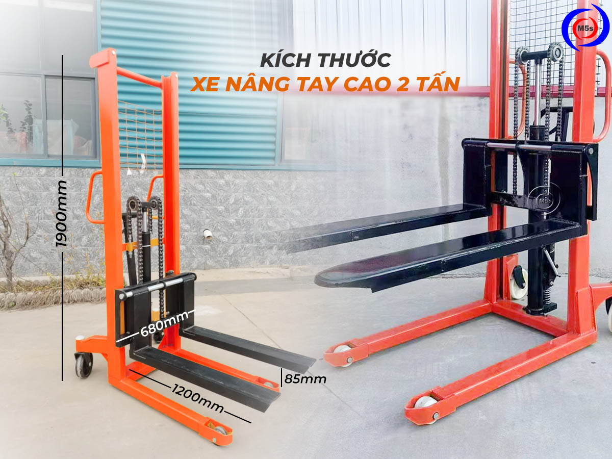 Kích thước xe nâng tay cao 2 tấn Kích thước xe nâng tay cao 2 tấn