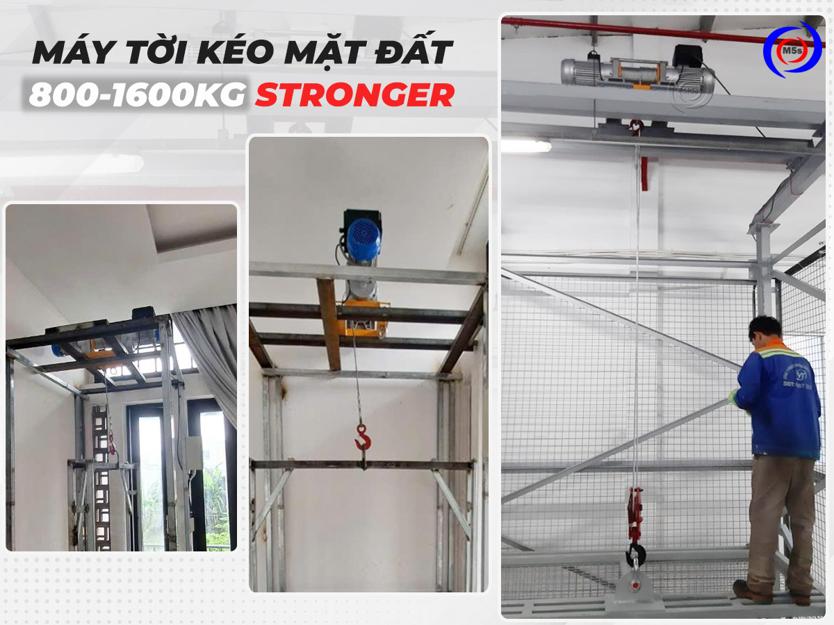 tời điện 800-1600kg Stronger làm thang nâng hàng tời điện 800-1600kg Stronger làm thang nâng hàng