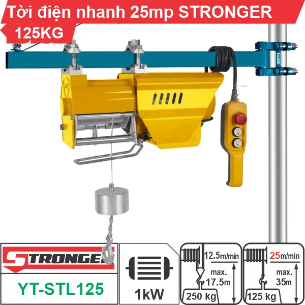 Máy tời điện nhanh 125kg 25mp Stronger