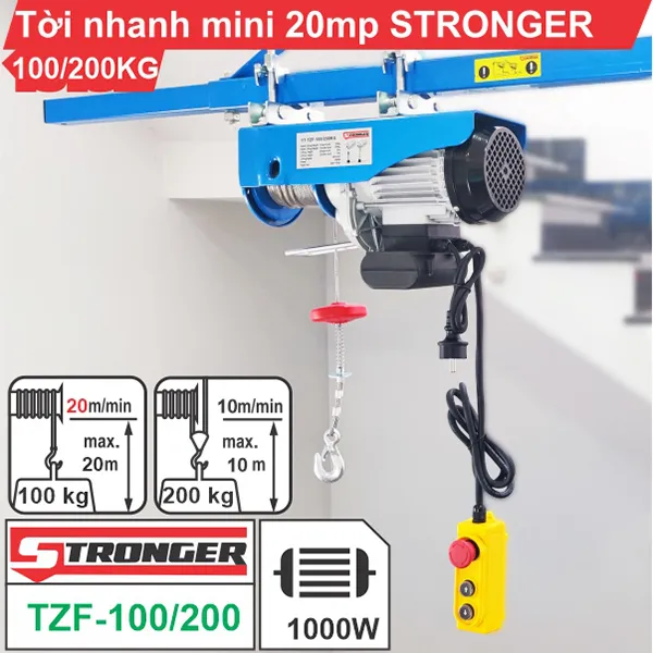 Máy tời điện nhanh mini 20m/p STRONGER 100kg