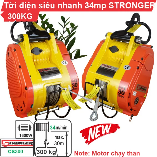 Máy tời điện tốc độ cao 34m/phút STRONGER 300kg
