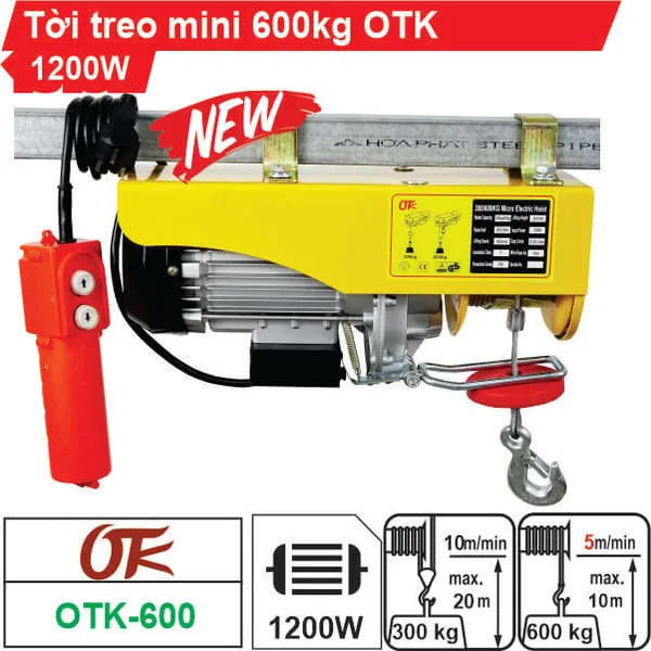 Máy tời treo mini 600kg OTK
