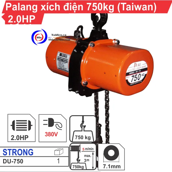 Pa lăng xích điện 750kg DU-750
