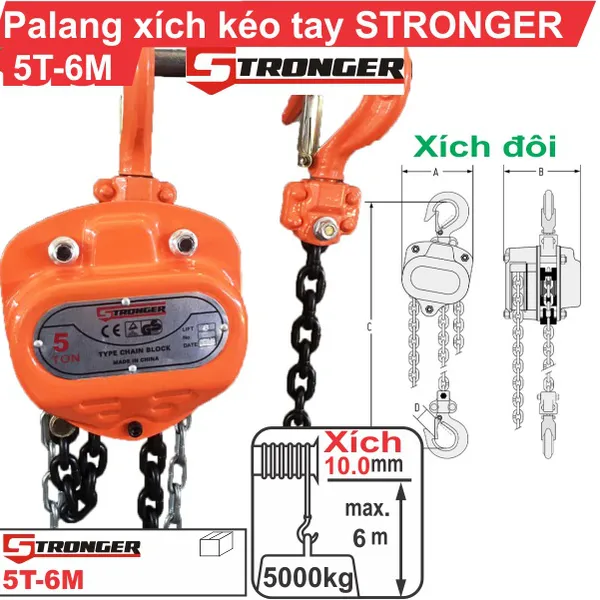 PA LĂNG XÍCH KÉO TAY 5 TẤN-6M STRONGER