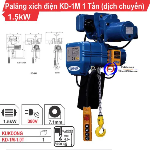 Palăng xích điện 1 Tấn KD-1M (Dịch chuyển)