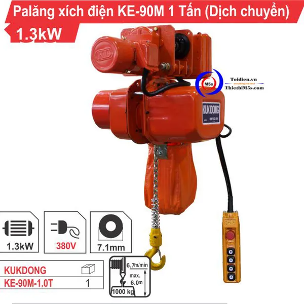 Palăng xích điện 1 Tấn KE-90M (Dịch chuyển)