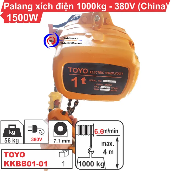 PALĂNG XÍCH ĐIỆN 1 TẤN TOYO