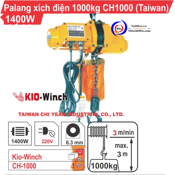 PALĂNG XÍCH ĐIỆN 1000KG KIO WINCH CH-1000