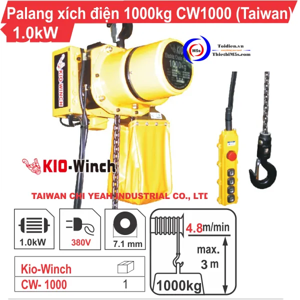 PALĂNG XÍCH ĐIỆN 1000KG KIO WINCH CW-1000